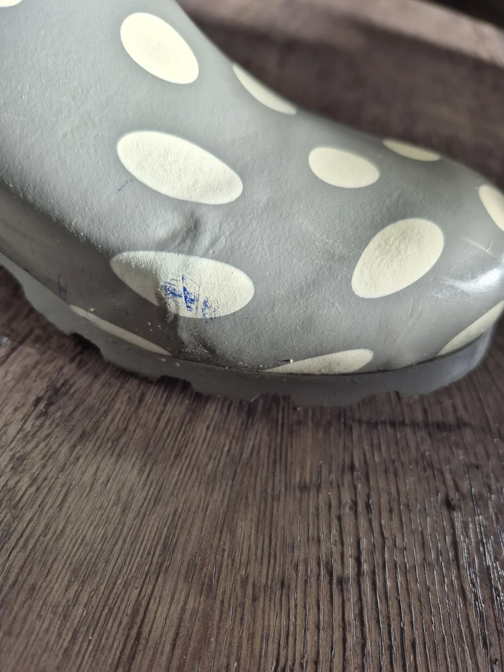 💕Gray Polka Dot Rain Boots - Cream Dots Size 7.5💕